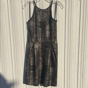 Elegant Black and Gold Midi Dress